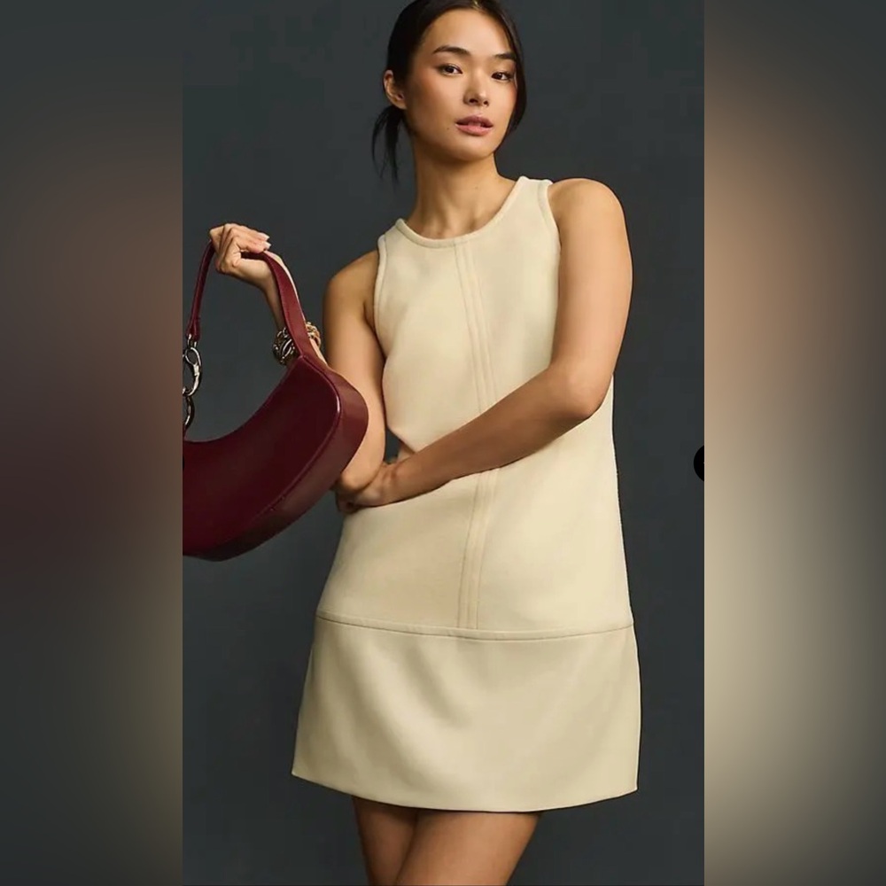 By Anthropologie Faux Leather Shift Mini Dress
